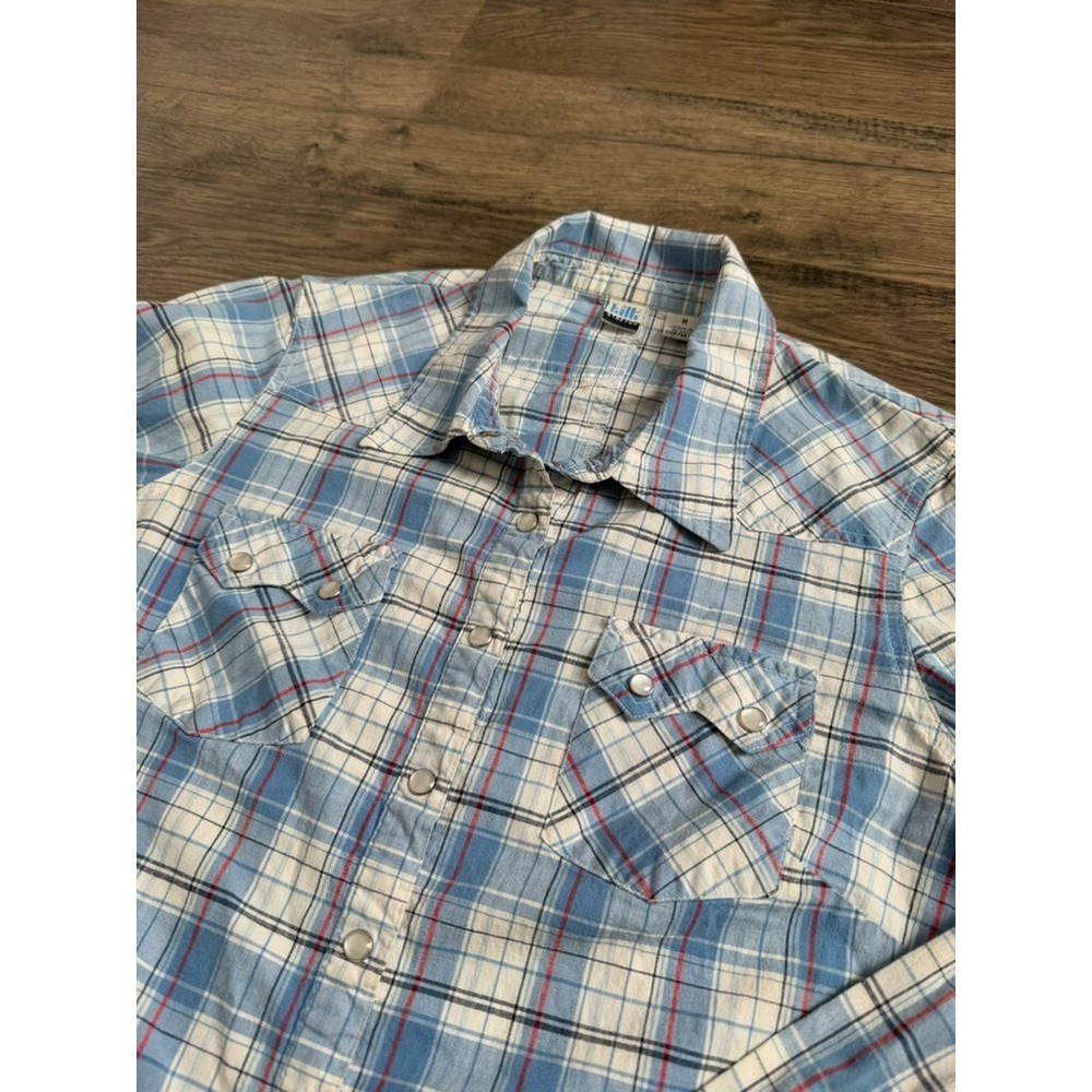 Womens TILT stretch western pearl snap long sleeve button up plaid size M - Picture 4 of 10